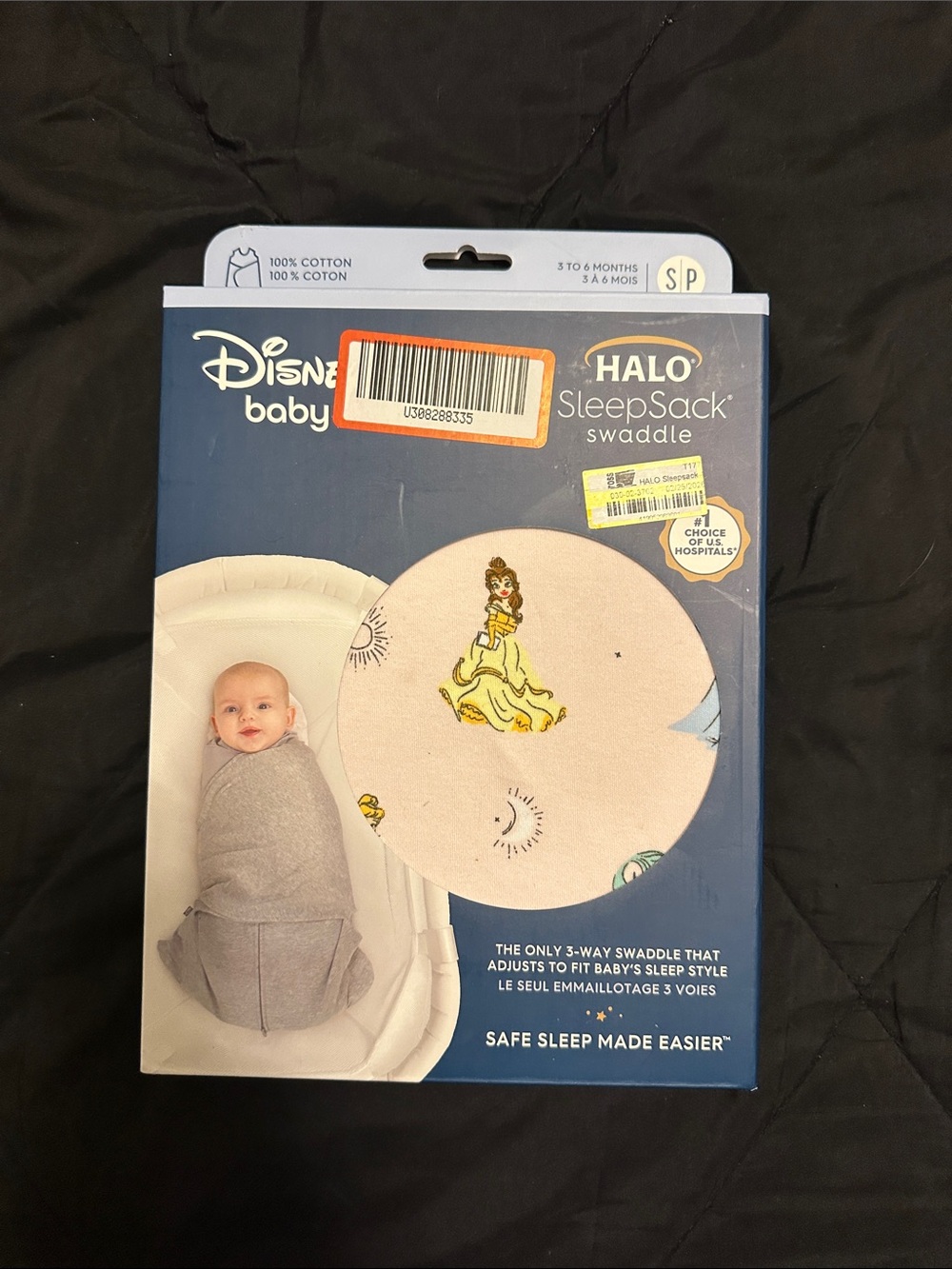 Halo SleepSack Swaddle - Navy Blue with Pink Princess Print